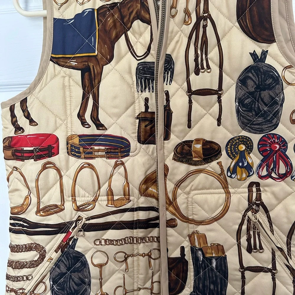Ralph Lauren Reversible Equestrian Print Quilted Vest, sized M - Picture 4 of 9